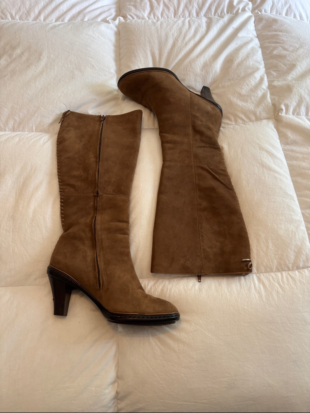 Sofft Chestnut Suede Mid-Calf Heeled Boots